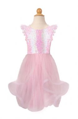 ROBE DE PRINCESSE TOURBILLONNANTE À PAILLETTES ROSES 3/4 ANS